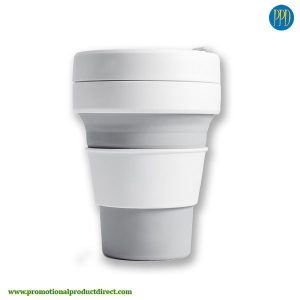 grey promotional product collapsible folding silicone coffee cup