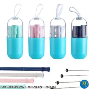 reusable silicone drinking straw folding