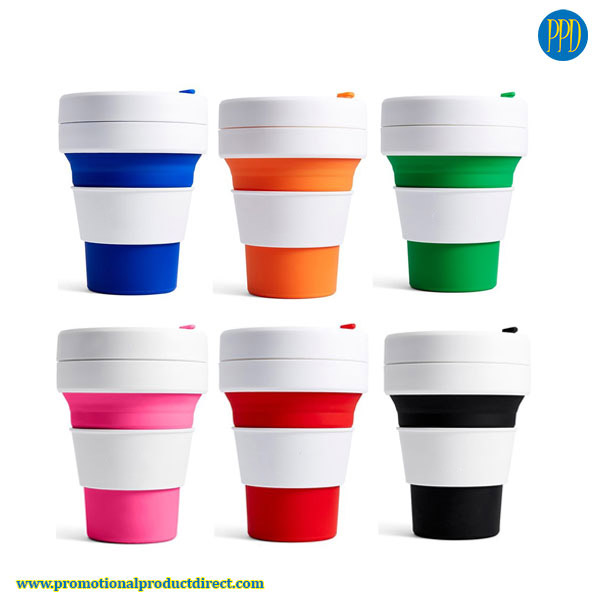 custom folding silicone collapsible coffee cup