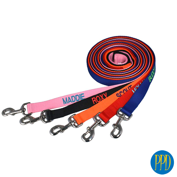 Custom dog leash.Custom designed dog walking leashes. Availalable in woven or solid leather. Customized logo or private label available. Promotional Product Direct.