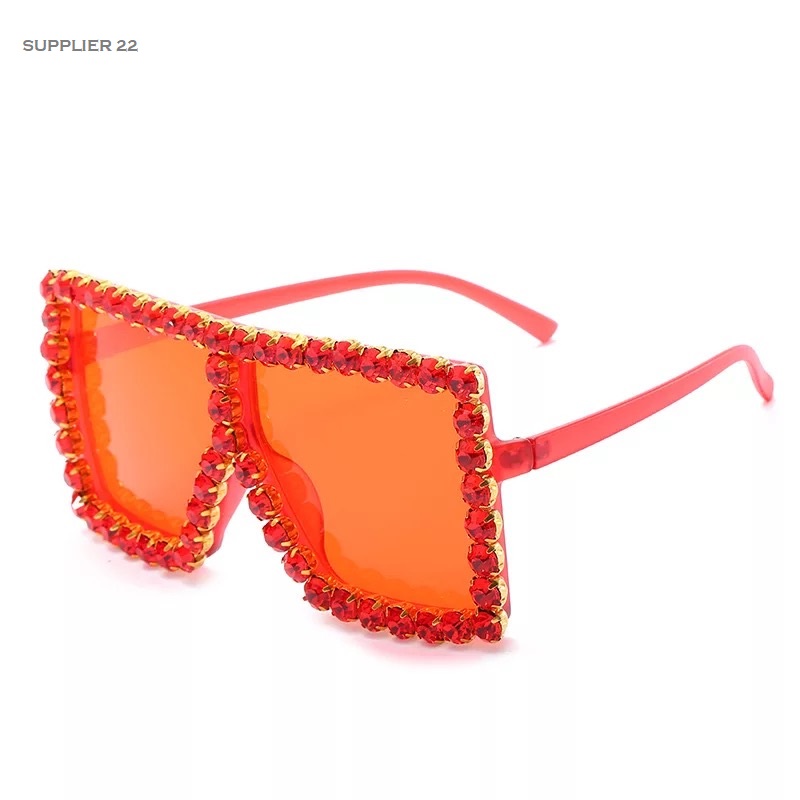 sunglasses womens design rhinestone red