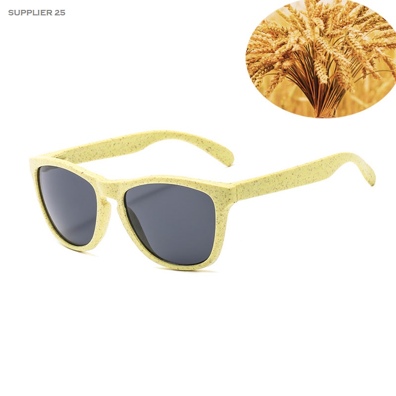 custom sunglasses eco friendly wheat straw for logo in yellow