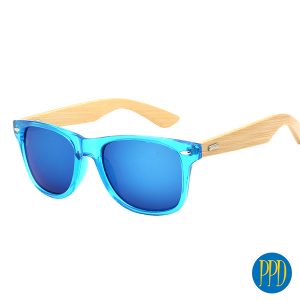 bamboo sunglasses clear blue wayfarer style for promotional products