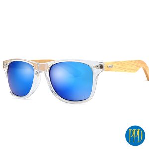 Bamboo Wayfarer Sunglasses. The perfect eco friendly summer promo giveaway is made from eco friendly bamboo. Perfect for any eco friendly promotions.  Call 1-888-880-2714. Save 40% go Promotional Product Direct.