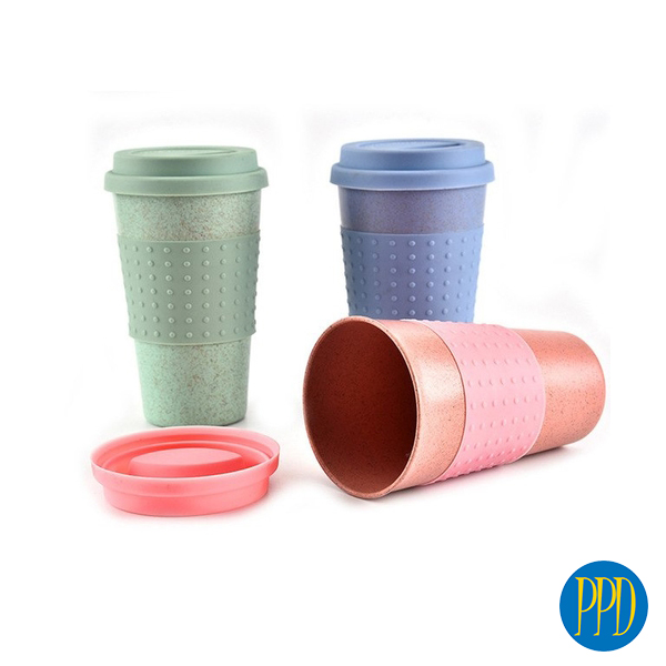wheat straw coffee cups for promotional giveaway for business logo