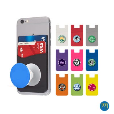 Popster Phone Wallet. It's time to get your b2b marketing back on track. Get your logo on the very popular Popster Silicone Phone Wallet and Phone Stand. Call 1-888-880-2714