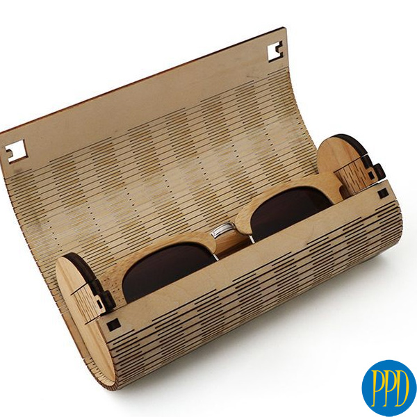 Bamboo Sunglass Cases. The perfect eco friendly summer promo giveaway is made from eco friendly bamboo. Perfect for any eco friendly promotions.  Call 1-888-880-2714. Save 40% go Promotional Product Direct.